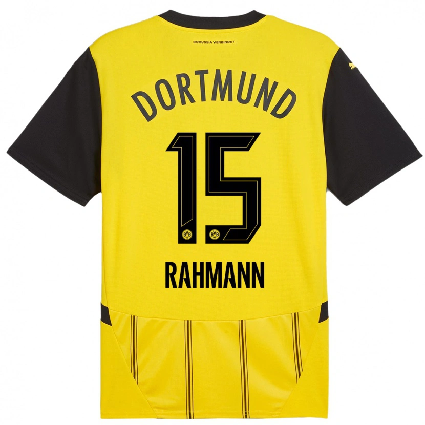 Danxen Enfant Maillot Luke Rahmann #15 Jaune Noir Tenues Domicile 2024/25 T-Shirt