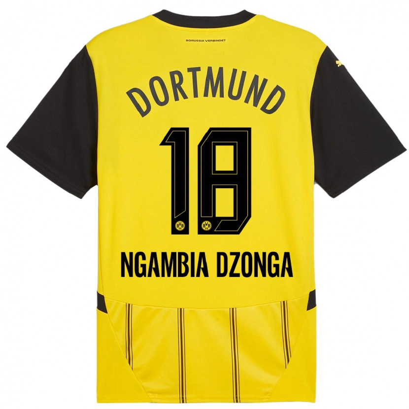 Danxen Enfant Maillot Diego Ngambia #18 Jaune Noir Tenues Domicile 2024/25 T-Shirt