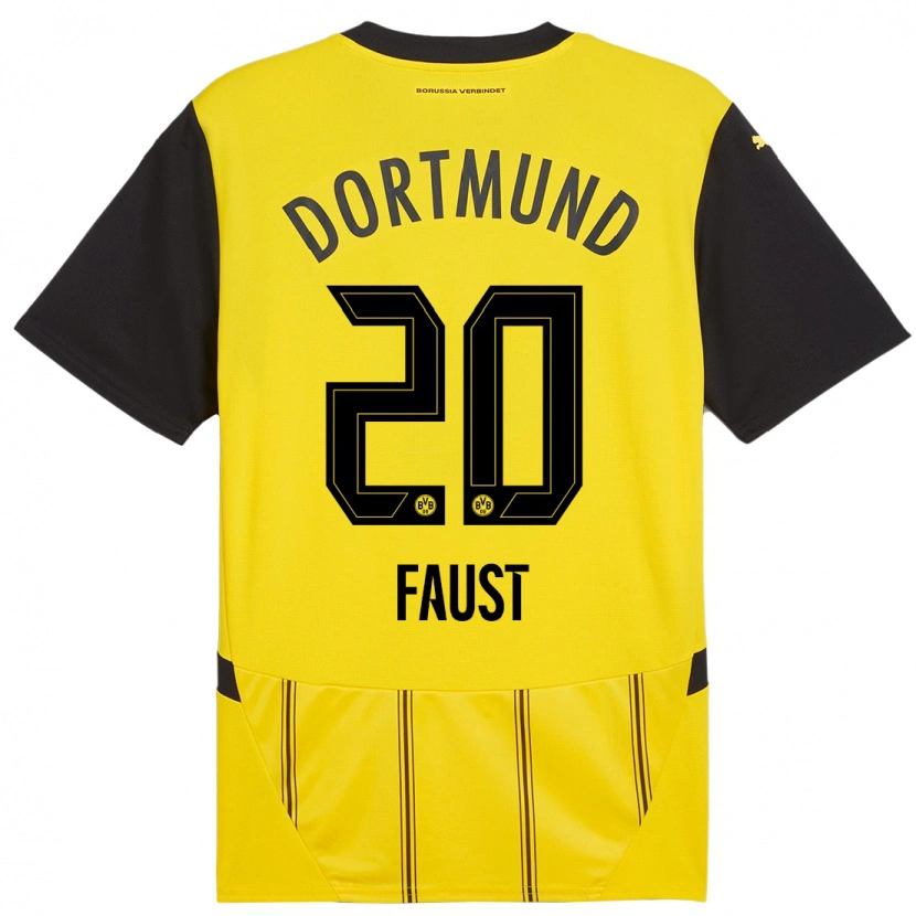 Danxen Enfant Maillot Tom Faust #20 Jaune Noir Tenues Domicile 2024/25 T-Shirt