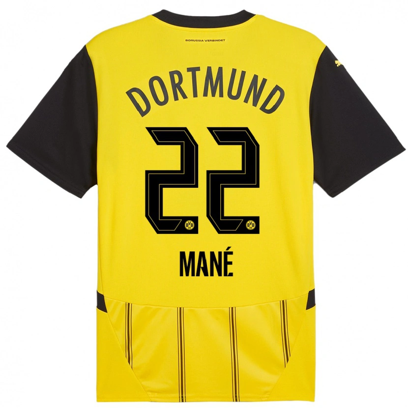 Danxen Enfant Maillot Filippo Mane #22 Jaune Noir Tenues Domicile 2024/25 T-Shirt