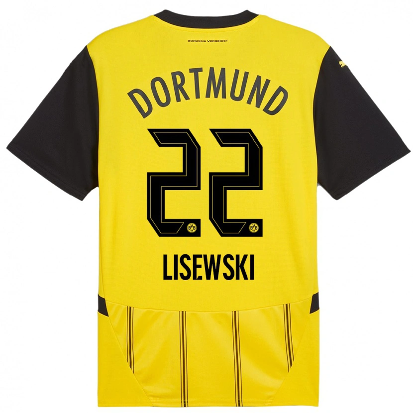 Danxen Enfant Maillot Robin Lisewski #22 Jaune Noir Tenues Domicile 2024/25 T-Shirt