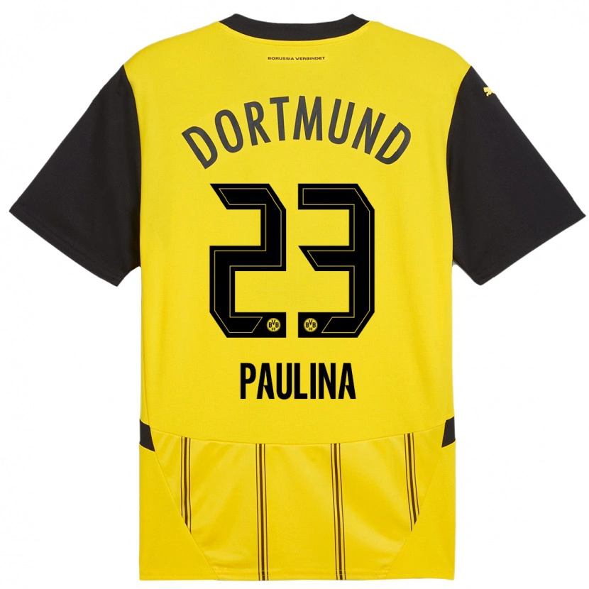 Danxen Enfant Maillot Jordi Paulina #23 Jaune Noir Tenues Domicile 2024/25 T-Shirt