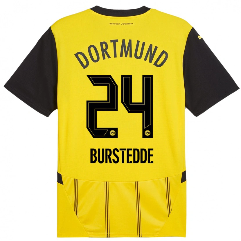 Danxen Enfant Maillot Joshua Burstedde #24 Jaune Noir Tenues Domicile 2024/25 T-Shirt