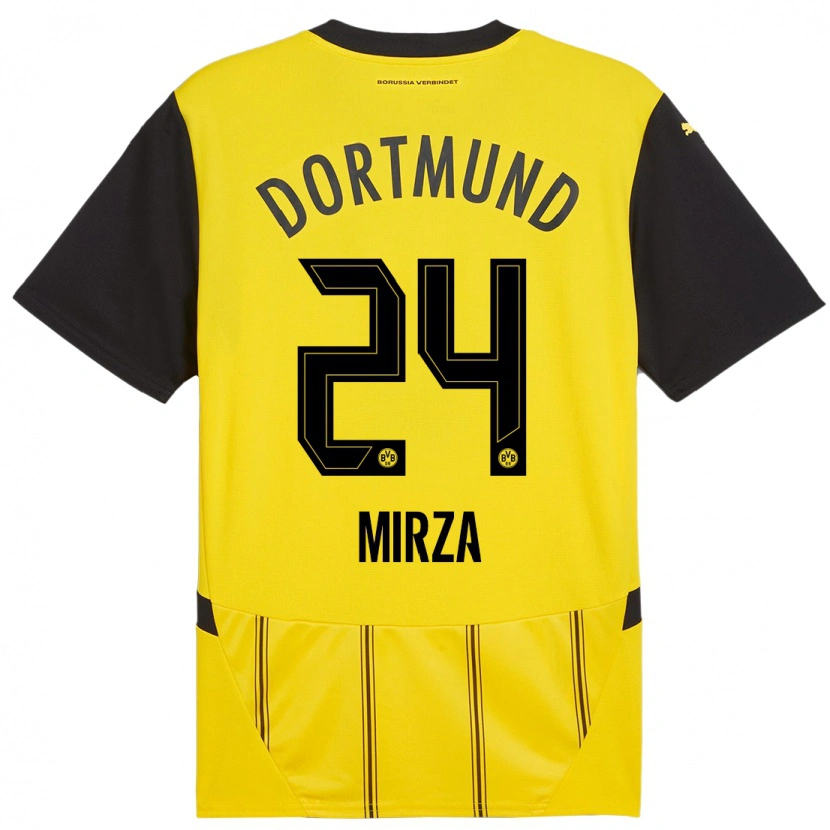 Danxen Enfant Maillot Marwan-Omir Mirza #24 Jaune Noir Tenues Domicile 2024/25 T-Shirt