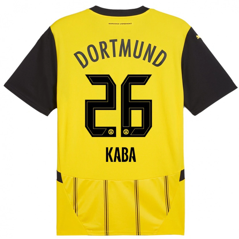 Danxen Enfant Maillot Mussa Kaba #26 Jaune Noir Tenues Domicile 2024/25 T-Shirt