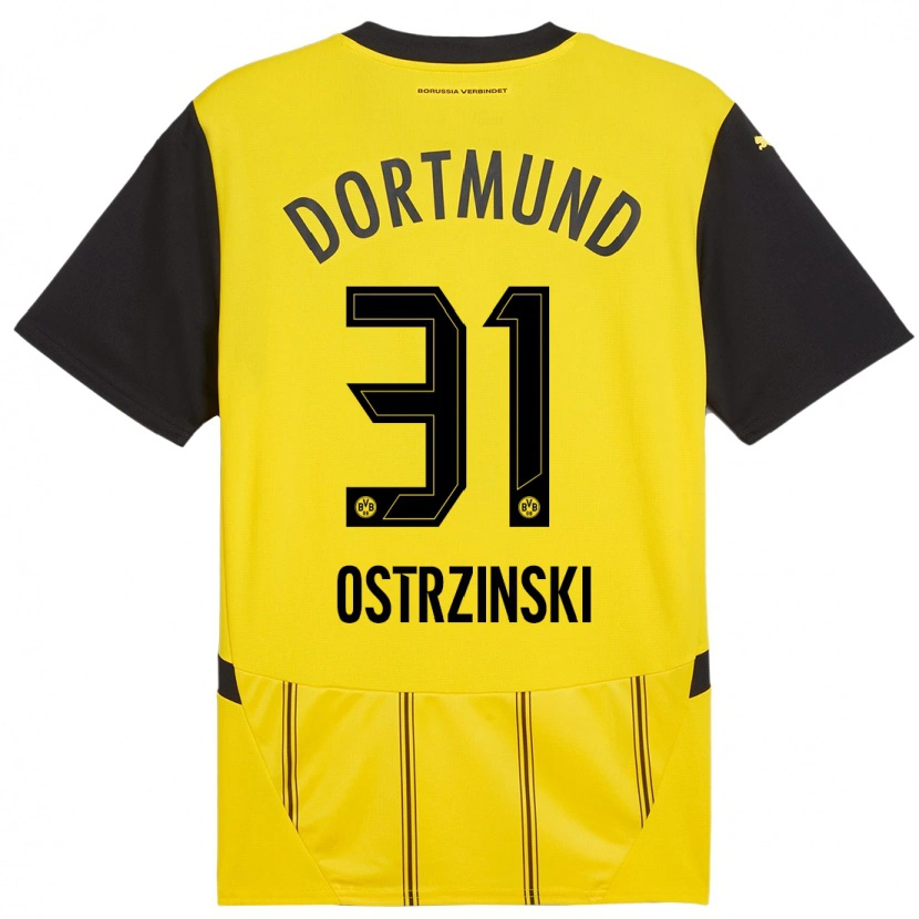 Danxen Enfant Maillot Silas Ostrzinski #31 Jaune Noir Tenues Domicile 2024/25 T-Shirt