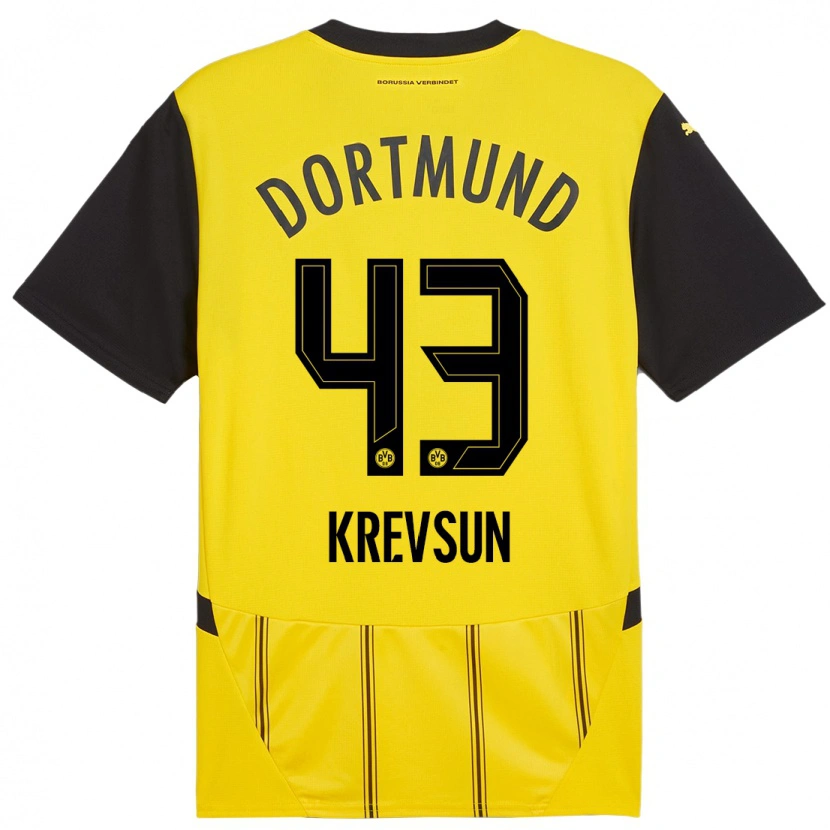 Danxen Enfant Maillot Danylo Krevsun #43 Jaune Noir Tenues Domicile 2024/25 T-Shirt