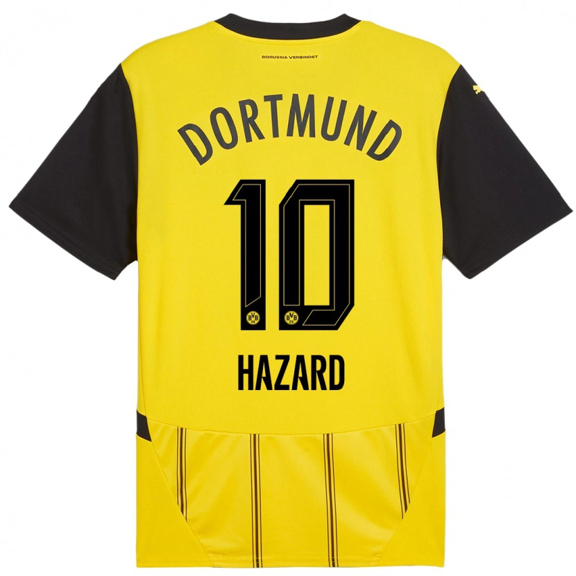 Danxen Enfant Maillot Thorgan Hazard #10 Jaune Noir Tenues Domicile 2024/25 T-Shirt