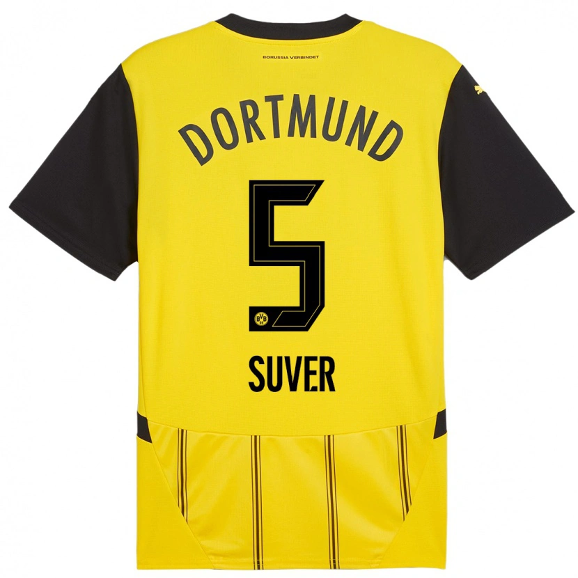 Danxen Enfant Maillot Mario Suver #5 Jaune Noir Tenues Domicile 2024/25 T-Shirt