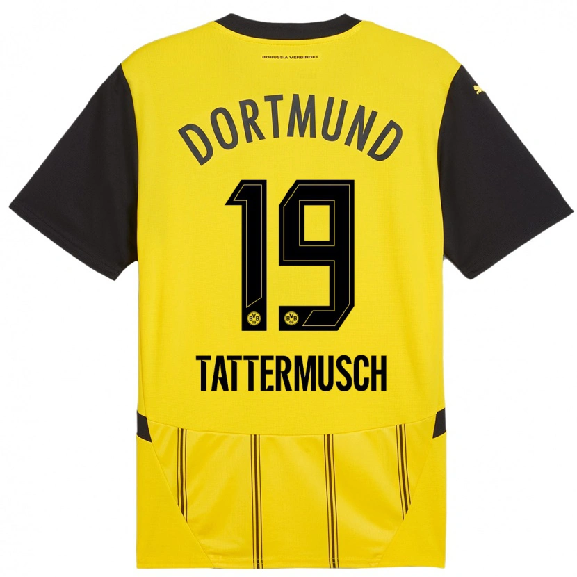 Danxen Enfant Maillot Ted Tattermusch #19 Jaune Noir Tenues Domicile 2024/25 T-Shirt