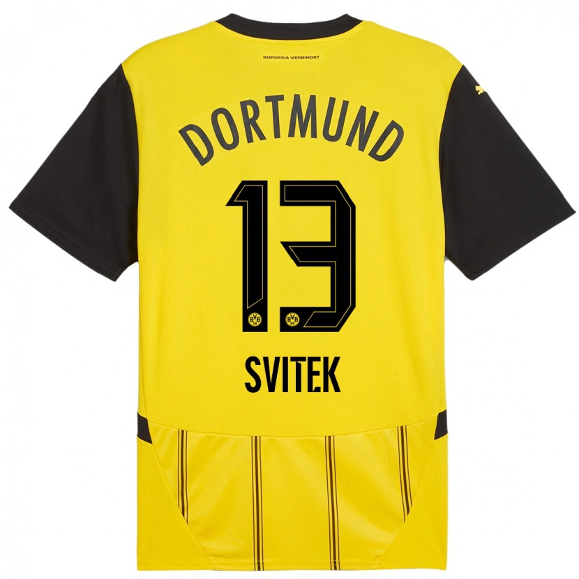 Danxen Enfant Maillot Leon Svitek #13 Jaune Noir Tenues Domicile 2024/25 T-Shirt