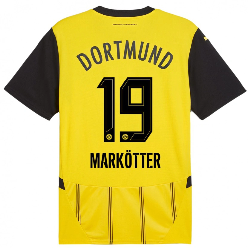 Danxen Enfant Maillot Jonah Markötter #19 Jaune Noir Tenues Domicile 2024/25 T-Shirt