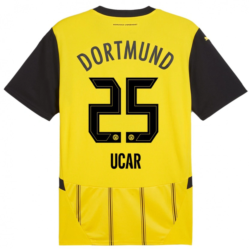 Danxen Enfant Maillot Leys Ucar #25 Jaune Noir Tenues Domicile 2024/25 T-Shirt