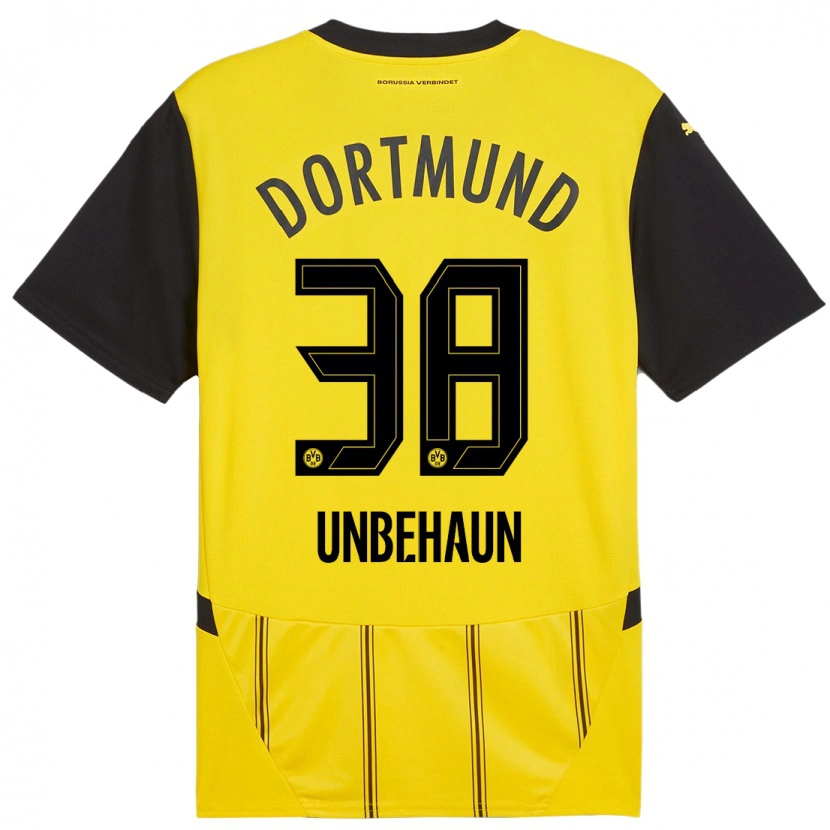 Danxen Enfant Maillot Luca Unbehaun #38 Jaune Noir Tenues Domicile 2024/25 T-Shirt