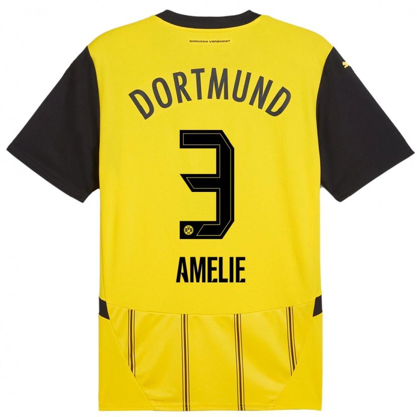 Danxen Enfant Maillot Berger Amelie #3 Jaune Noir Tenues Domicile 2024/25 T-Shirt