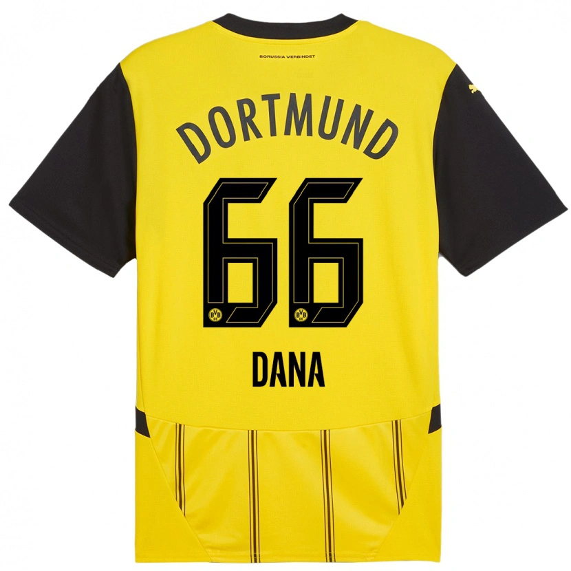 Danxen Enfant Maillot Bleckmann Dana #66 Jaune Noir Tenues Domicile 2024/25 T-Shirt