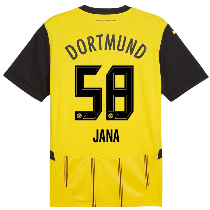 Danxen Enfant Maillot Nordberg Jana #58 Jaune Noir Tenues Domicile 2024/25 T-Shirt