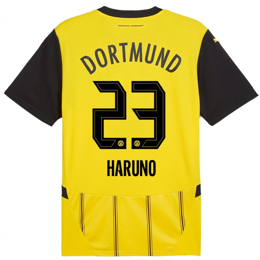 Danxen Enfant Maillot Sasaki Haruno #23 Jaune Noir Tenues Domicile 2024/25 T-Shirt