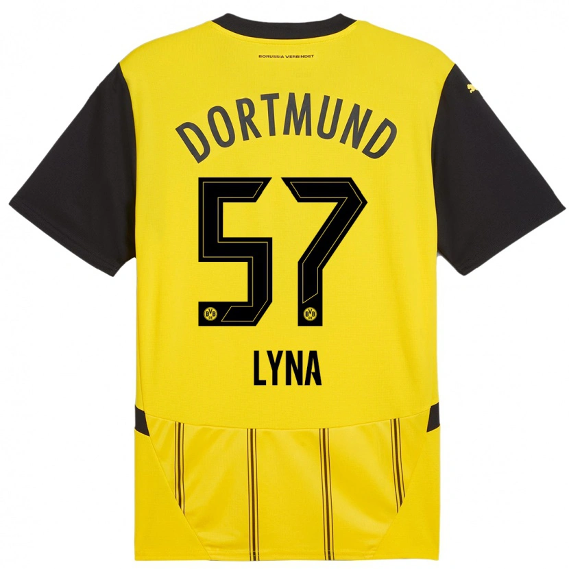 Danxen Enfant Maillot Schwarz Lyna #57 Jaune Noir Tenues Domicile 2024/25 T-Shirt