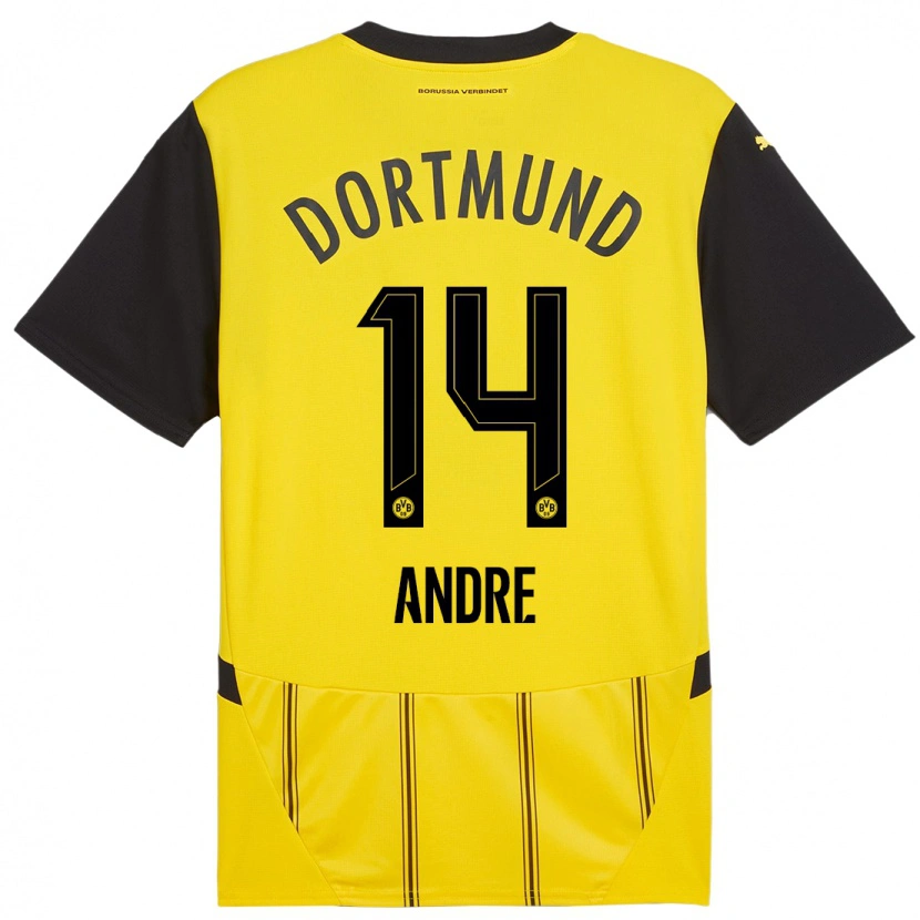 Danxen Enfant Maillot Fuhr Andre #14 Jaune Noir Tenues Domicile 2024/25 T-Shirt