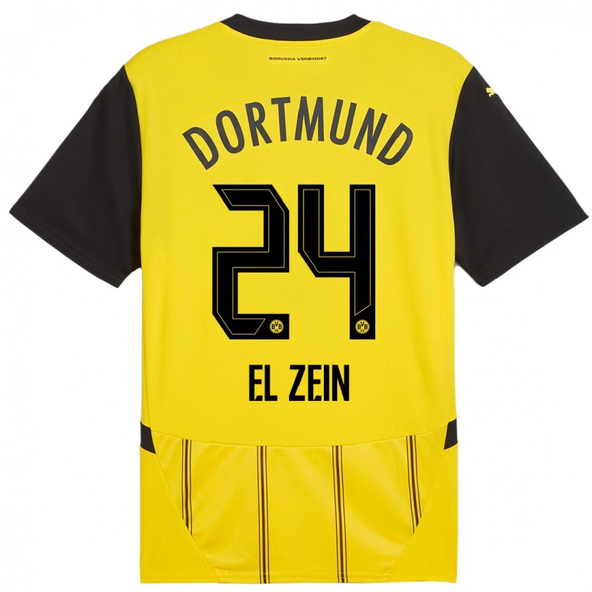 Danxen Enfant Maillot Abu-Bekir Omer El-Zein #24 Jaune Noir Tenues Domicile 2024/25 T-Shirt