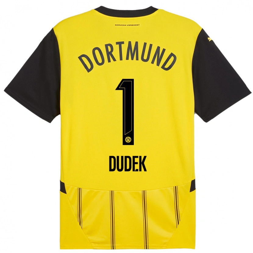 Danxen Enfant Maillot Daniel Dudek #1 Jaune Noir Tenues Domicile 2024/25 T-Shirt