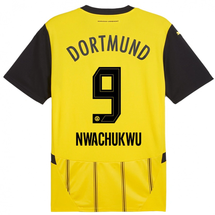 Danxen Enfant Maillot Isaak Nwachukwu #9 Jaune Noir Tenues Domicile 2024/25 T-Shirt