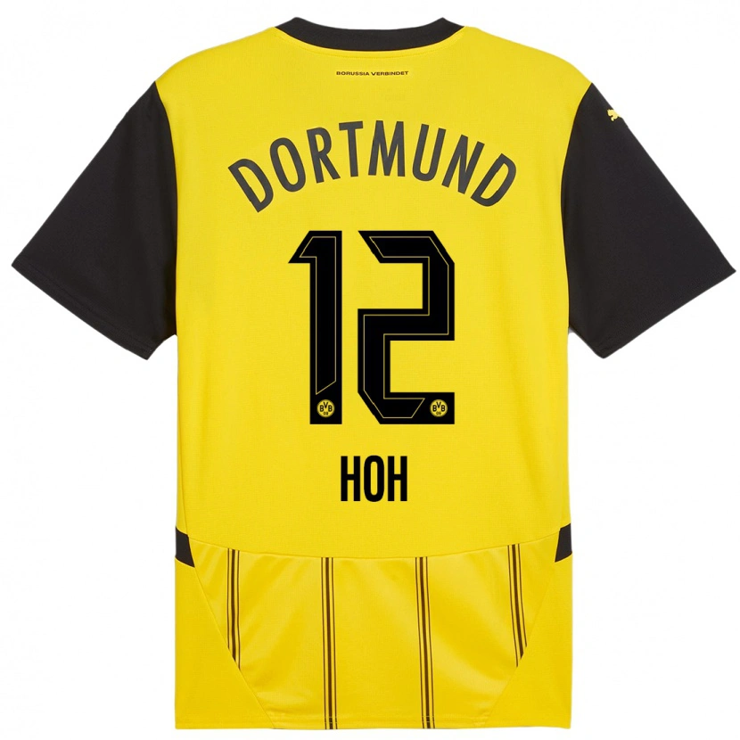 Danxen Enfant Maillot Hendrik Hoh #12 Jaune Noir Tenues Domicile 2024/25 T-Shirt