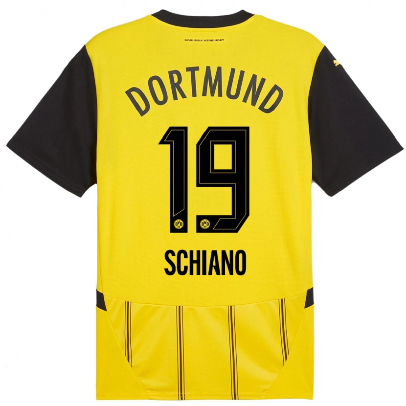 Danxen Enfant Maillot Emilio Schiano #19 Jaune Noir Tenues Domicile 2024/25 T-Shirt