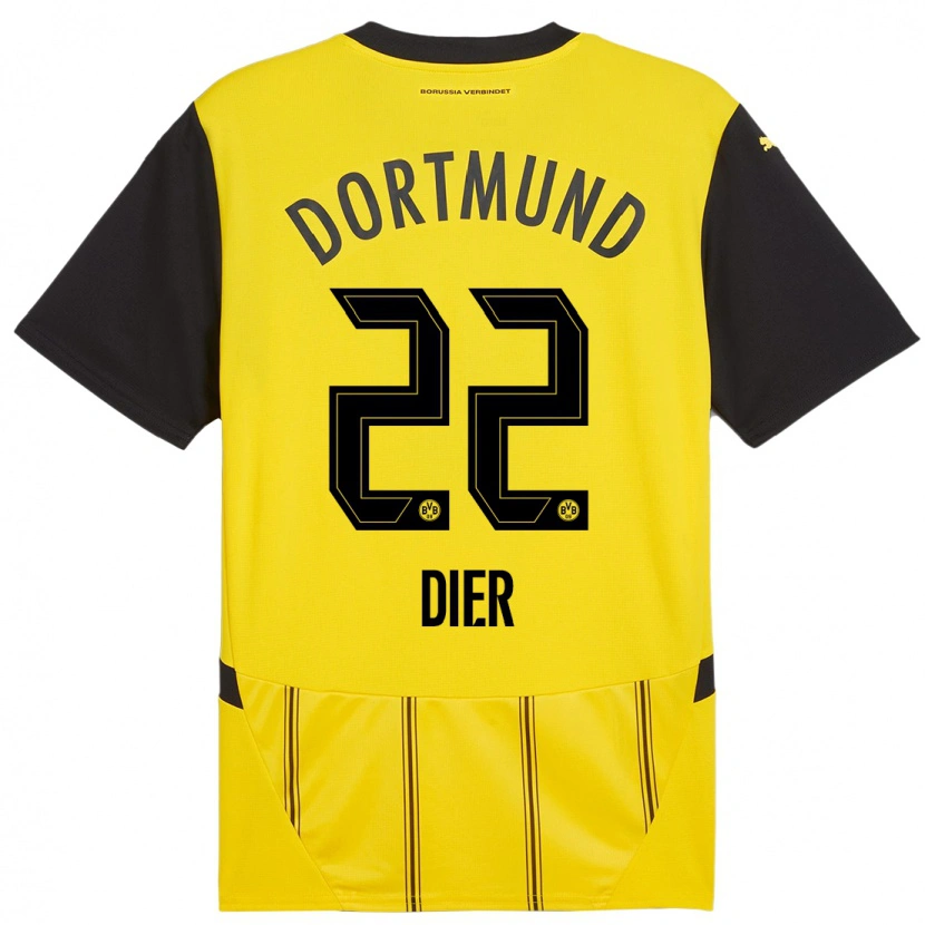 Danxen Enfant Maillot Henrik Dier #22 Jaune Noir Tenues Domicile 2024/25 T-Shirt