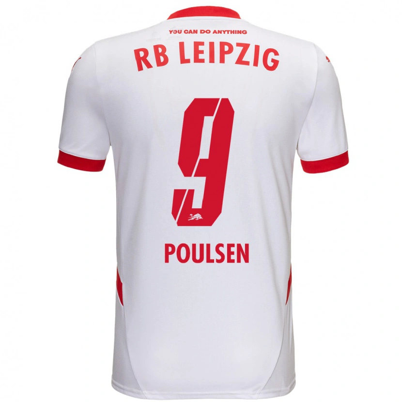 Danxen Enfant Maillot Yussuf Poulsen #9 Blanc Rouge Tenues Domicile 2024/25 T-Shirt