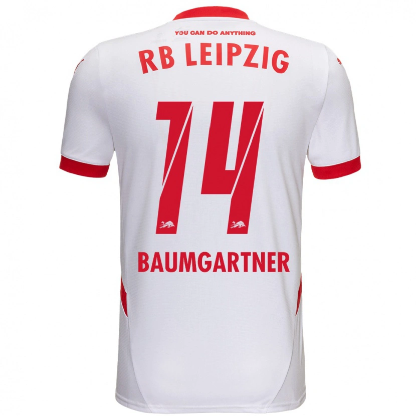 Danxen Enfant Maillot Christoph Baumgartner #14 Blanc Rouge Tenues Domicile 2024/25 T-Shirt