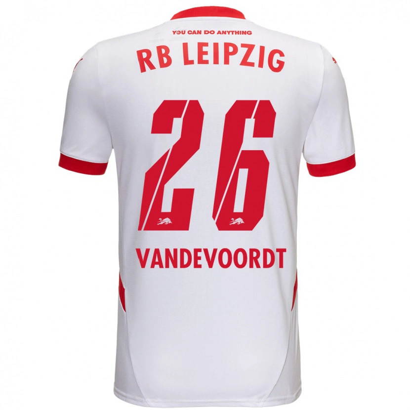 Danxen Enfant Maillot Maarten Vandevoordt #26 Blanc Rouge Tenues Domicile 2024/25 T-Shirt