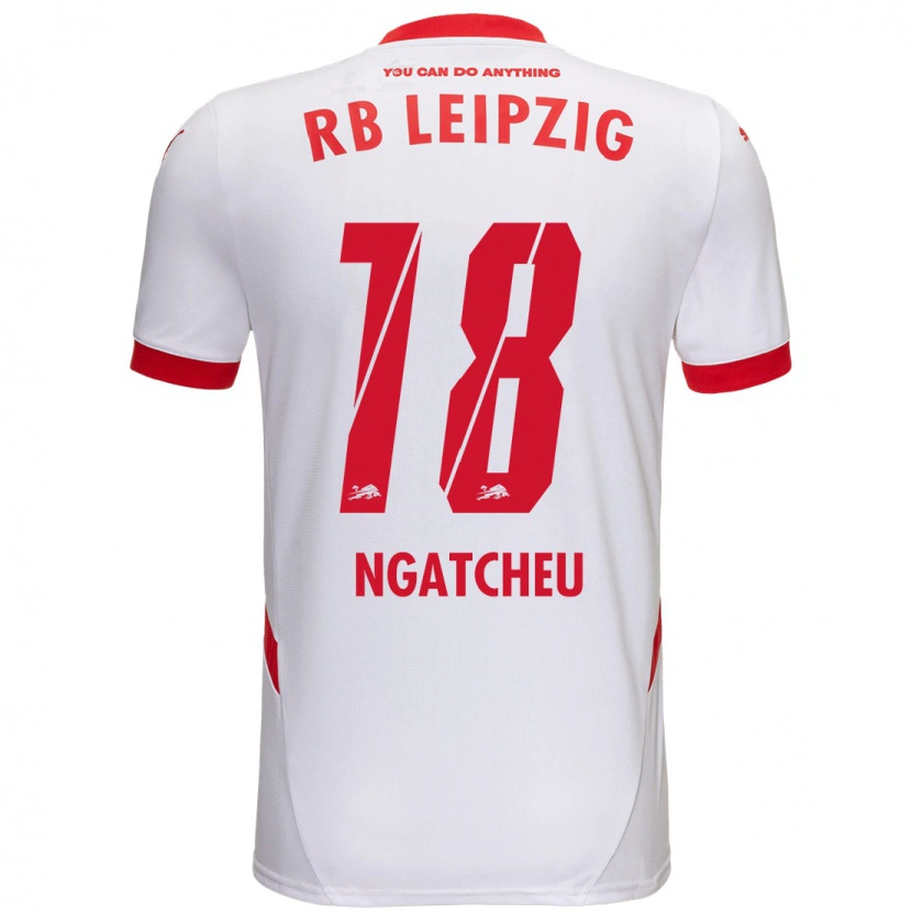 Danxen Enfant Maillot Yohan Ngatcheu #18 Blanc Rouge Tenues Domicile 2024/25 T-Shirt