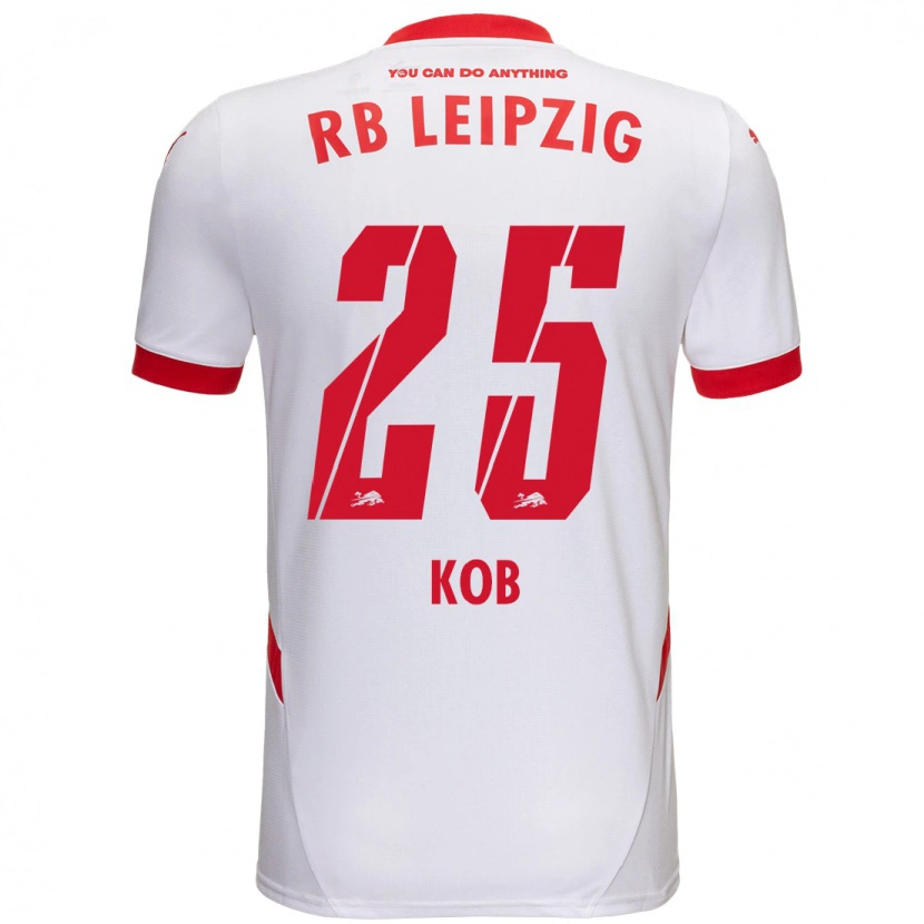 Danxen Enfant Maillot Leon Koß #25 Blanc Rouge Tenues Domicile 2024/25 T-Shirt