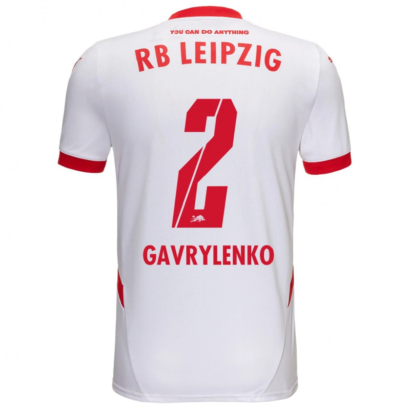 Danxen Enfant Maillot Oleksandr Gavrylenko #2 Blanc Rouge Tenues Domicile 2024/25 T-Shirt