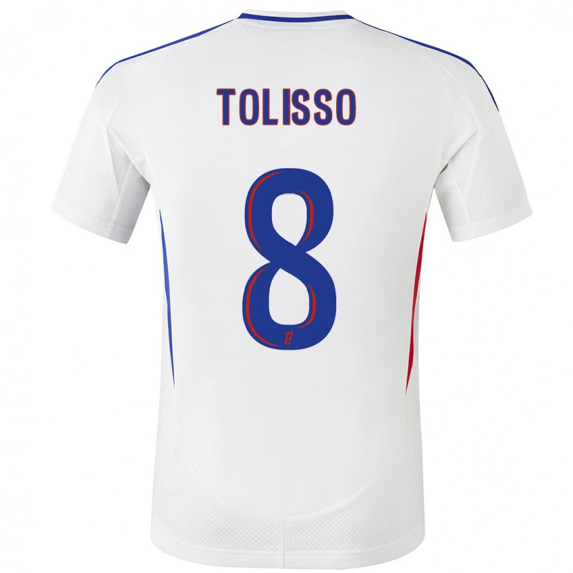 Danxen Enfant Maillot Corentin Tolisso #8 Blanc Bleu Tenues Domicile 2024/25 T-Shirt