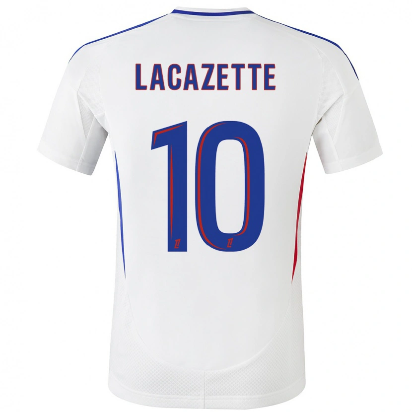 Danxen Enfant Maillot Alexandre Lacazette #10 Blanc Bleu Tenues Domicile 2024/25 T-Shirt