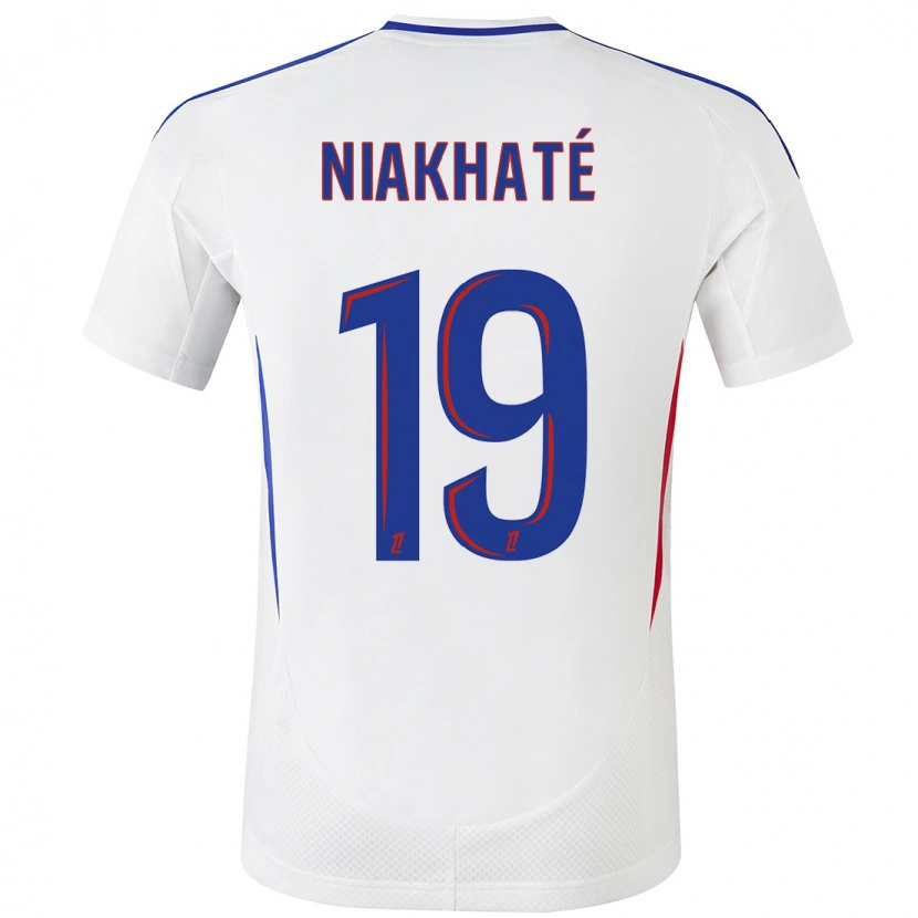 Danxen Enfant Maillot Moussa Niakhaté #19 Blanc Bleu Tenues Domicile 2024/25 T-Shirt