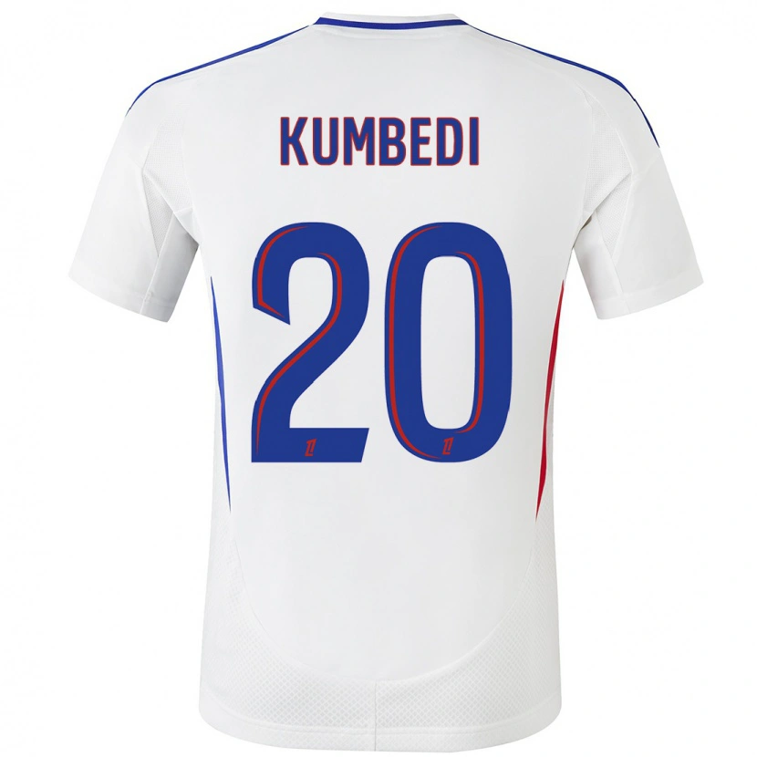 Danxen Enfant Maillot Saël Kumbedi #20 Blanc Bleu Tenues Domicile 2024/25 T-Shirt