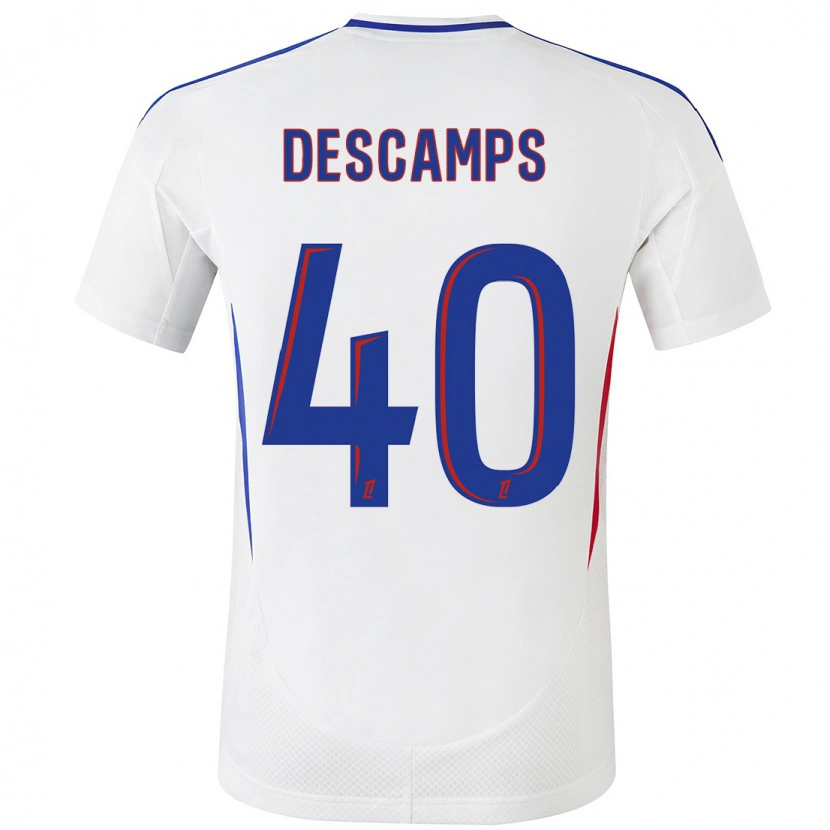 Danxen Enfant Maillot Rémy Descamps #40 Blanc Bleu Tenues Domicile 2024/25 T-Shirt