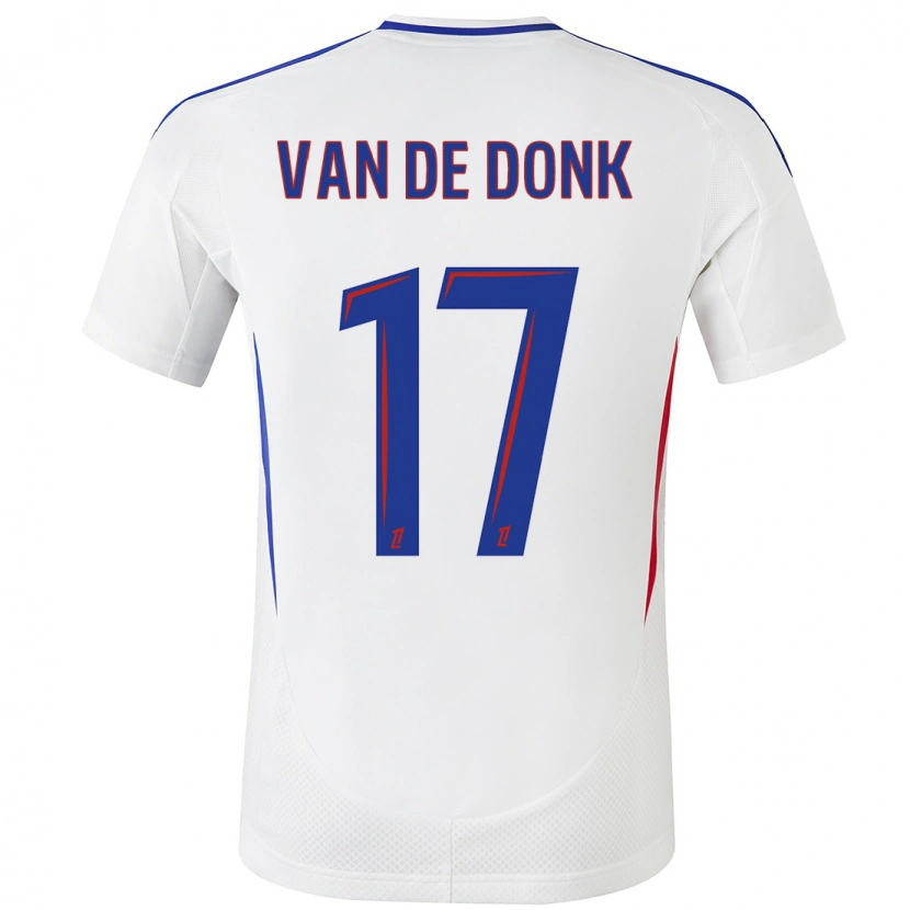 Danxen Enfant Maillot Daniëlle Van De Donk #17 Blanc Bleu Tenues Domicile 2024/25 T-Shirt