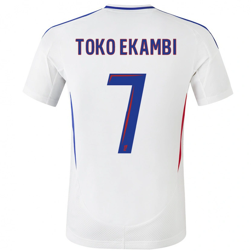 Danxen Enfant Maillot Karl Toko Ekambi #7 Blanc Bleu Tenues Domicile 2024/25 T-Shirt