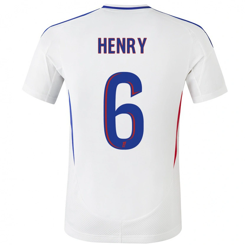 Danxen Enfant Maillot Amandine Henry #6 Blanc Bleu Tenues Domicile 2024/25 T-Shirt