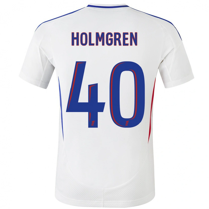 Danxen Enfant Maillot Emma Holmgren #40 Blanc Bleu Tenues Domicile 2024/25 T-Shirt