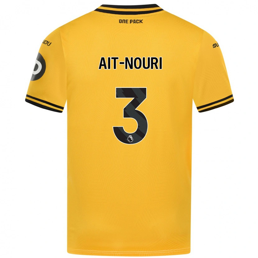 Danxen Enfant Maillot Rayan Aït-Nouri #3 Jaune Tenues Domicile 2024/25 T-Shirt