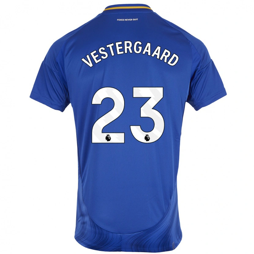 Danxen Enfant Maillot Jannik Vestergaard #23 Bleu Blanc Tenues Domicile 2024/25 T-Shirt