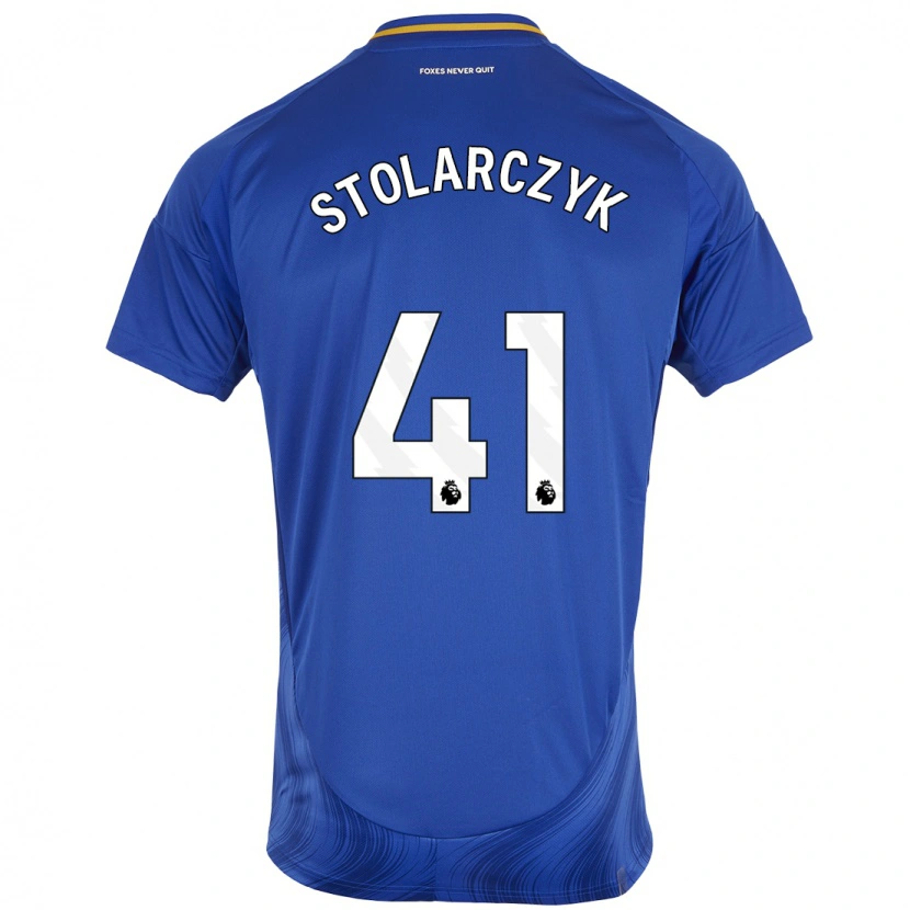 Danxen Enfant Maillot Jakub Stolarczyk #41 Bleu Blanc Tenues Domicile 2024/25 T-Shirt