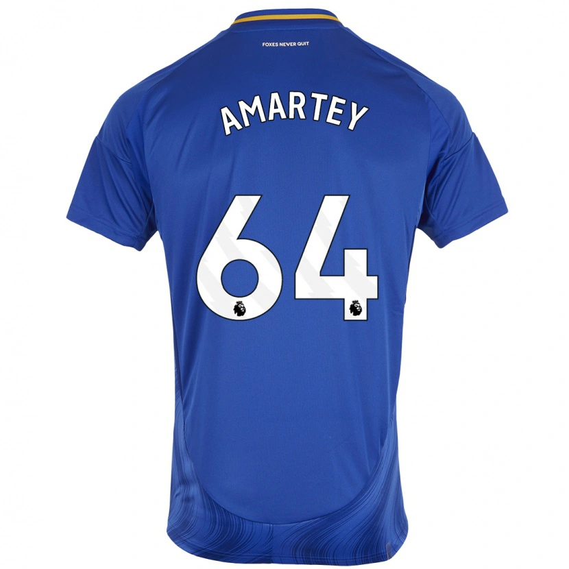 Danxen Enfant Maillot Bobby Amartey #64 Bleu Blanc Tenues Domicile 2024/25 T-Shirt