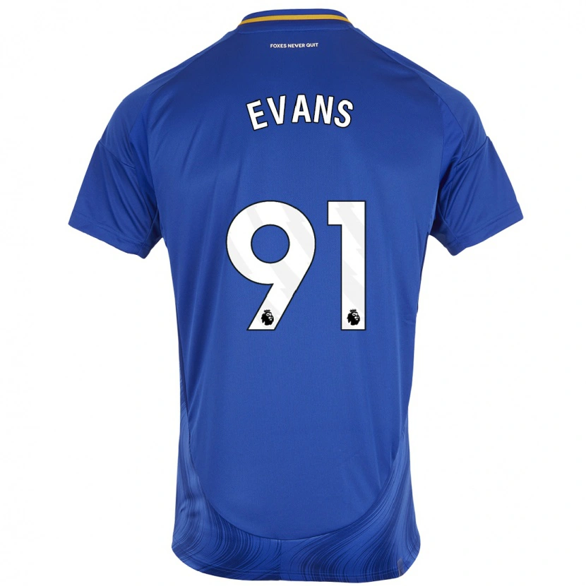 Danxen Enfant Maillot Jake Evans #91 Bleu Blanc Tenues Domicile 2024/25 T-Shirt